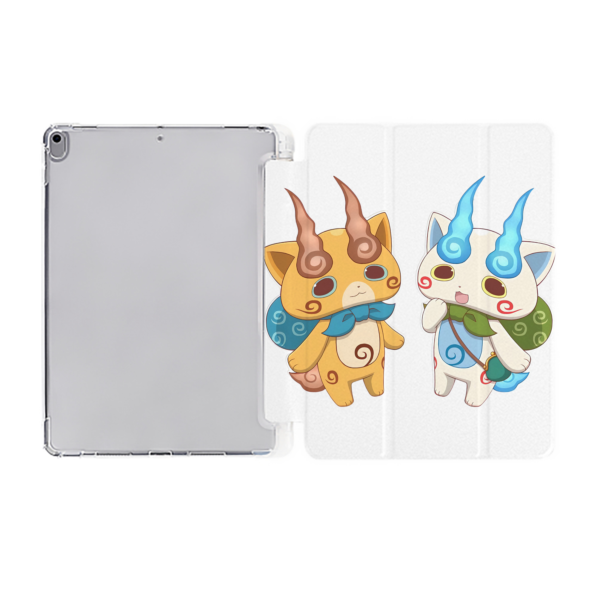 （画像用） 妖怪ウォッチ Yo-kai Watch IPad ケース ペン収納付き 三つ折りスタンド PUレザー×シリコン 対応機種9.5/10.5/10.9インチ